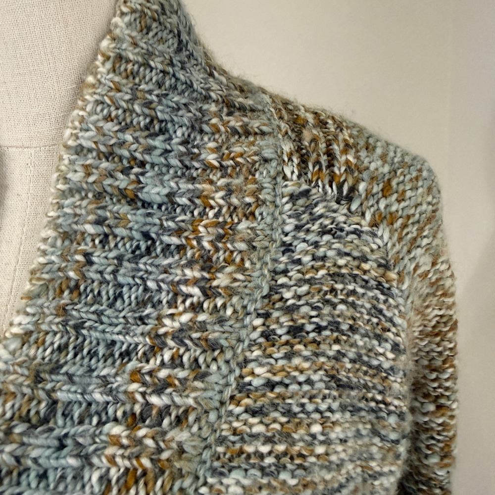 Prana Wool‎ Blend Shawl Collar Knit Sweater Blue Small Cozy Gorpcore Grandpa - Picture 4 of 10